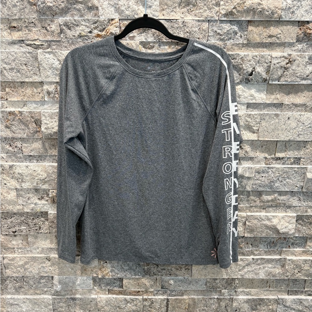 Gray Long Sleeve‎ Shirt with White Text,size M